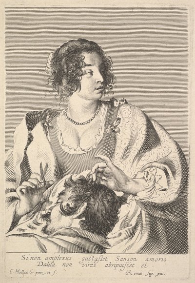 Dalila cortando el cabello de Sansón de Claude Mellan