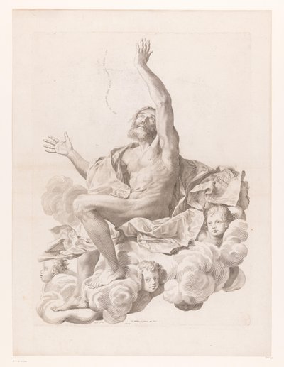 San Pablo en la nube rodeado de querubines de Claude Mellan