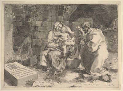 Sagrada Familia Repos pendant la fuite en Égypte, 1635 de Claude Mellan