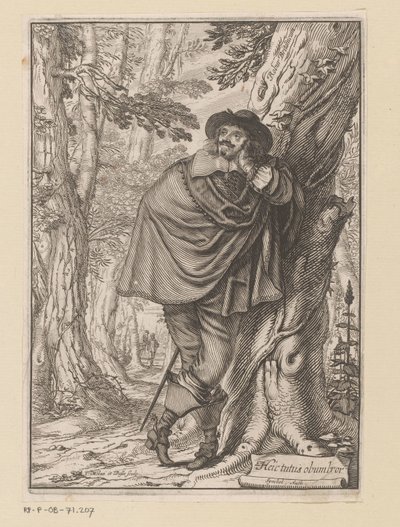 James Howell apoyado contra un árbol Página de título para: James Howell, Dendrologie (...), 1641 de Claude Mellan