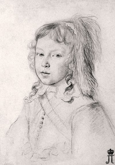 Retrato del rey Luis XIV (1638-1715) de niño de Claude Mellan (1598-1688) - Tiza negra sobre papel de Claude Mellan