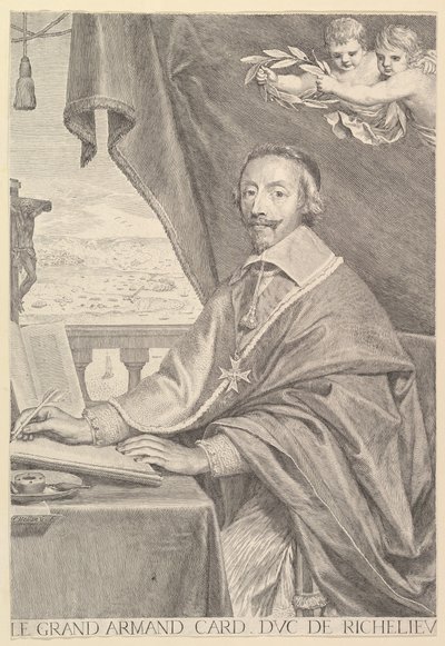 Retrato del Cardenal Richelieu, 1651 de Claude Mellan