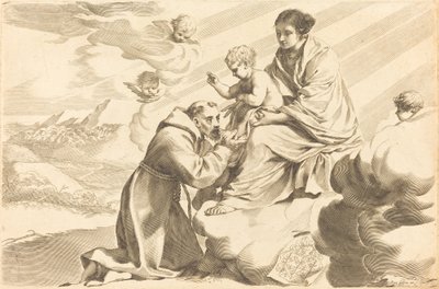 San Francisco adorando al Niño Jesús de Claude Mellan