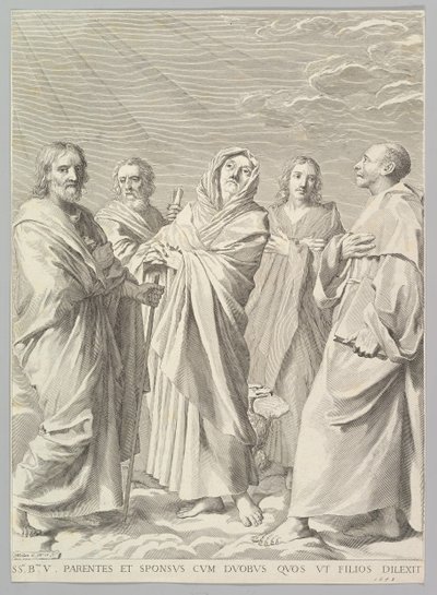 Santos Ana, José, Joaquín, Bernardo y Juan el Evangelista, 1648 de Claude Mellan