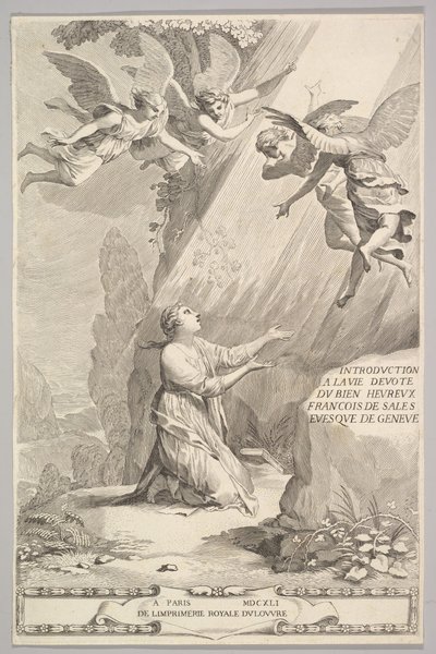 Página de título para François de Sales, Introducción a la vida devota, 1641 de Claude Mellan