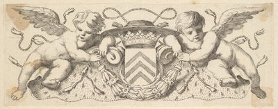 Dos querubines con los brazos del Cardenal Richelieu, antes de 1642 de Claude Mellan