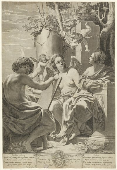 Alegoría del intelecto, la memoria y la voluntad de Claude Mellan after Simon Vouet
