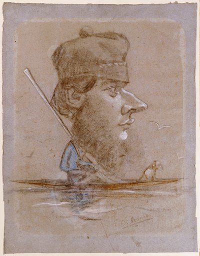 Un Cazador y su Perro en un Barco, c.1858-59 de Claude Monet