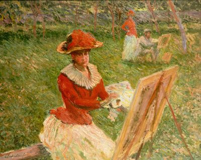 Blanche Hoschede Pintando de Claude Monet