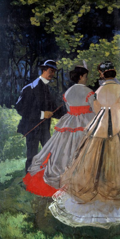 Desayuno sobre la hierba (fragmento). Parte izquierda. Pintura de Claude Monet (1840-1926) 1865-1866. París, Museo de Orsay de Claude Monet
