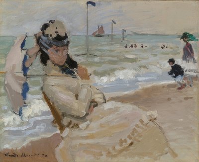 Camille en la playa de Trouville de Claude Monet
