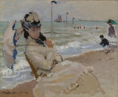 Camille en la playa de Trouville de Claude Monet