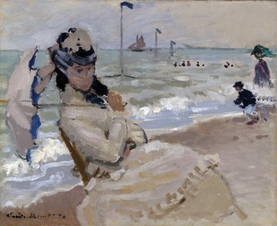 Camille en la playa de Trouville de Claude Monet