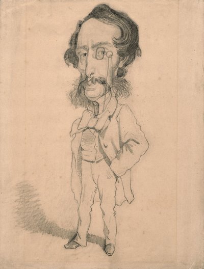 Caricatura de Mario Uchard, c.1858 (grafito con toques de tachadura y borrado sobre papel de estraza) de Claude Monet