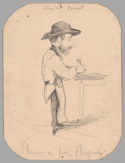 Caricatura de un hombre con sombrero pequeño de Claude Monet