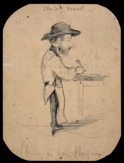 Caricatura de un hombre con sombrero pequeño de Claude Monet