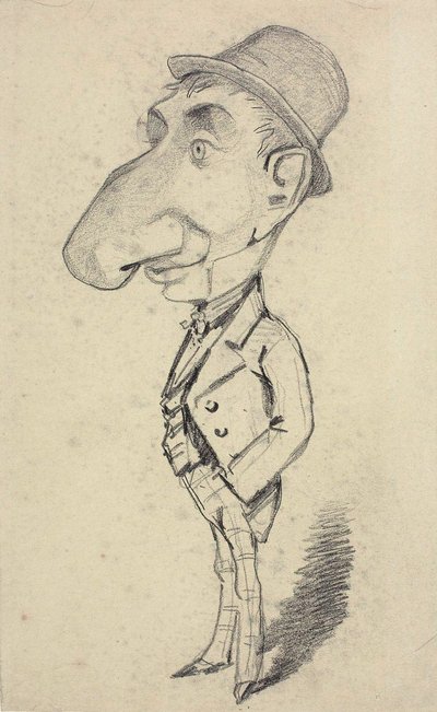 Caricatura de un hombre con una nariz grande de Claude Monet