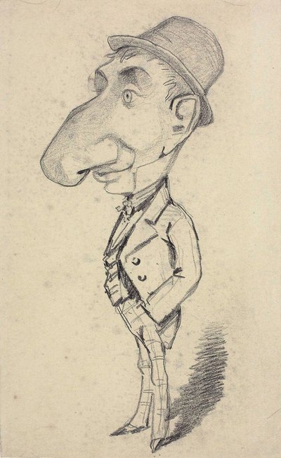 Caricatura de un hombre con nariz grande de Claude Monet