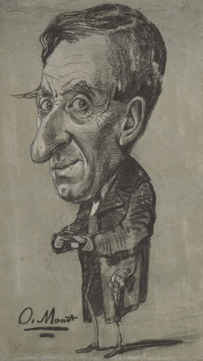 Caricatura de un hombre con una caja de rapé de Claude Monet
