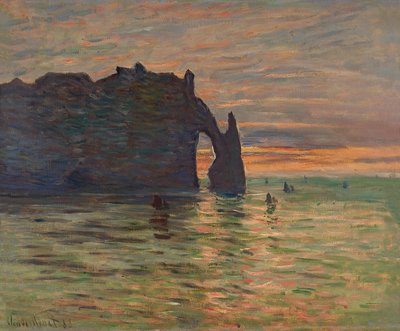 Puesta de sol en Etretat de Claude Monet