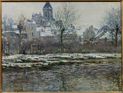 Efecto de la nieve en Vetheuil o “Iglesia de Vetheuil, nieve” de Claude Monet