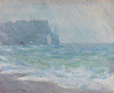 Etretat bajo la lluvia de Claude Monet