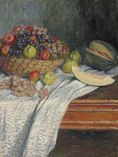Alemán: Bodegón con melón español Bodegón con melón dulce de Claude Monet