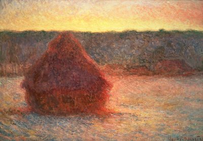 Pilas de heno al atardecer, clima helado, 1891 de Claude Monet