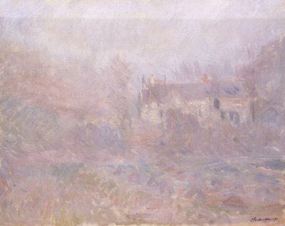 Casas en Falaise en la Niebla, 1885 de Claude Monet