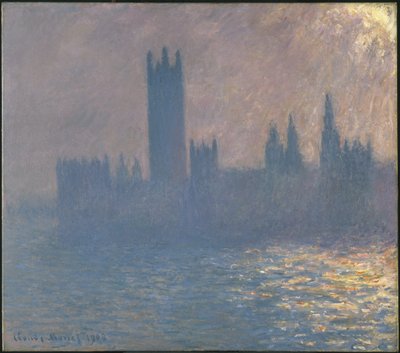 Casas del Parlamento, efecto de la luz del sol de Claude Monet