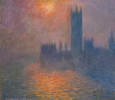 Casas del Parlamento. Atardecer, 1900-1901 de Claude Monet