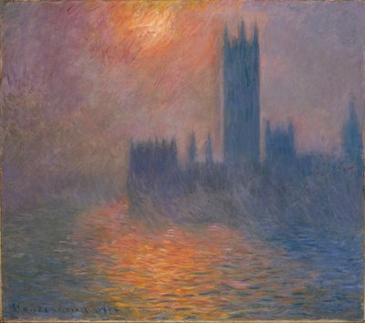 Casas del Parlamento, atardecer de Claude Monet