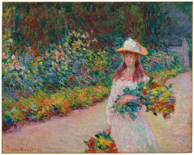 Joven en el jardín de Giverny de Claude Monet