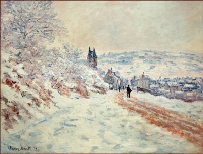 La ruta de Vetheuil, efecto de nieve de Claude Monet