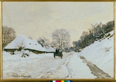 El carro. Camino bajo la nieve en Honfleur de Claude Monet