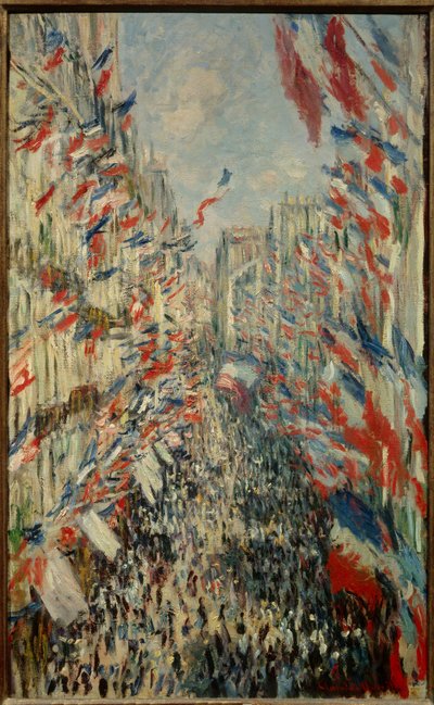 La rue Montorgueil en París, fiesta del 30 de junio de 1878 - Pintura de Claude Monet (1840-1926) de Claude Monet