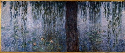 Les Nympheas; en la mañana clara con sauces (parte izquierda del tríptico, óleo sobre madera, 200 x 425 cm), sd. 1914-1926. por Claude Monet (1840-1926). Museo de la Orangerie de Claude Monet