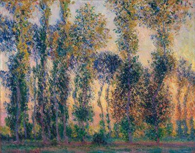 Álamos en Giverny (Francia), amanecer. Pintura de Claude Monet (1840-1926), óleo sobre lienzo de Claude Monet