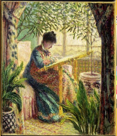 Madame Monet bordando (Camille au Metier) 1875 de Claude Monet