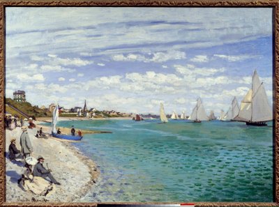 Regatas en Sainte Address La playa de Sainte-Adresse en Seine maritime. 1867 de Claude Monet
