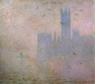 Gaviotas. El Támesis en Londres. Las Casas del Parlamento de Claude Monet