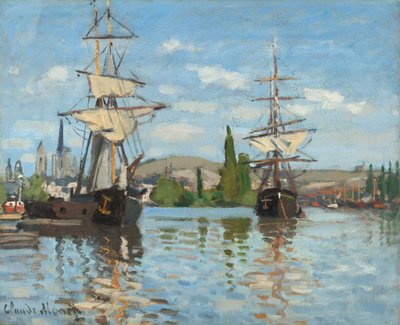 Barcos en el Sena en Rouen de Claude Monet