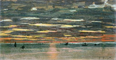 Puesta de sol sobre el mar de Claude Monet