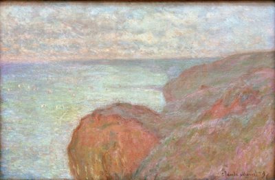 En el acantilado cerca de Dieppe, cielo nublado de Claude Monet