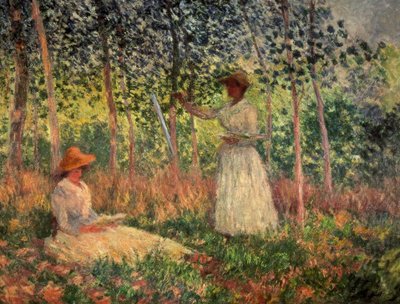Suzanne leyendo y Blanche pintando de Claude Monet