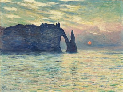 El acantilado, Etretat, atardecer de Claude Monet
