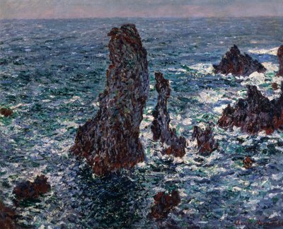 Las Rocas en Belle-Ile Pyramides de Port-Coton, Mar salvaje, 1886 de Claude Monet