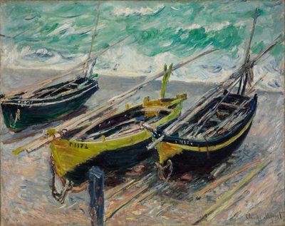 Tres barcos de pesca de Claude Monet