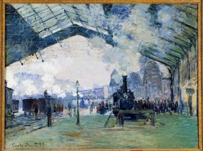 Vista de la estación de Saint Lazare de París y del tren de Normandía de Claude Monet