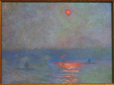 Puente de Waterloo, sol en la niebla de Claude Monet